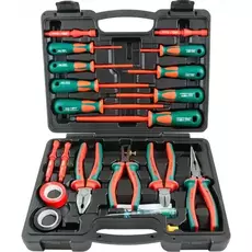 Набор диэлектрических стержневых отверток и шарнирно-губцевого инструмента, с изолентой Jonnesway PSV120S 20 предметов - Строительное оборудование